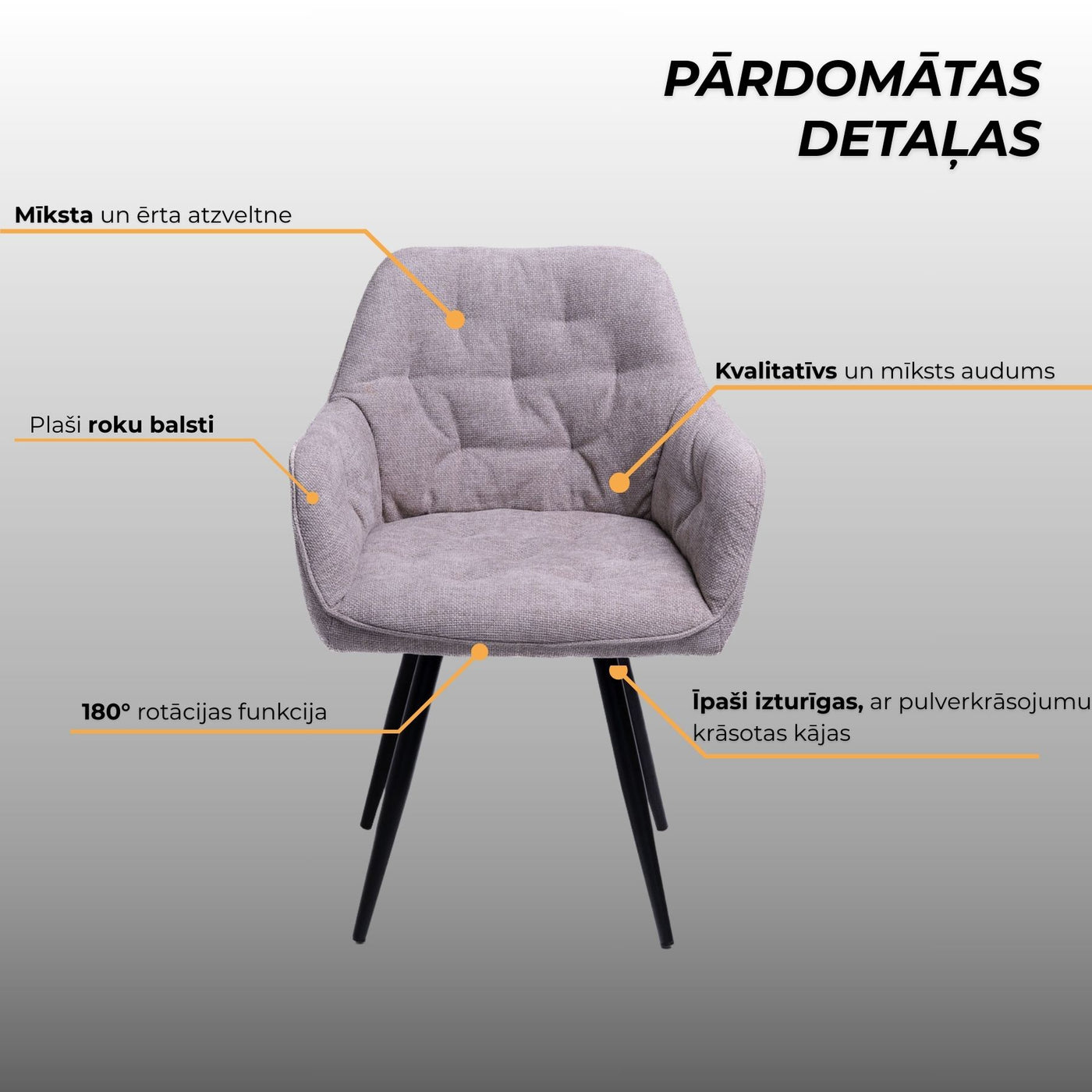 Krēsls Nino gaiši pelēkā krāsā #krasa_crido-peleka