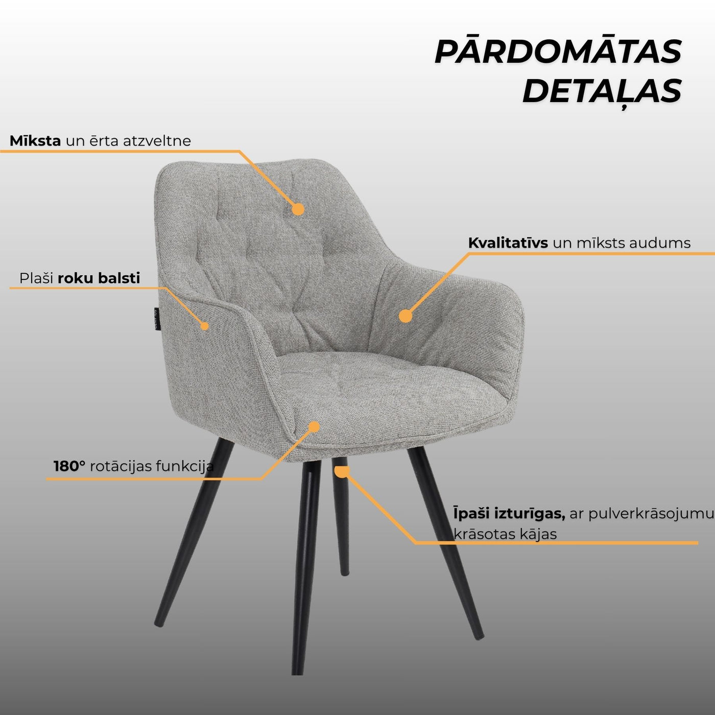 Krēsls Nino gaiši pelēkā krāsā #krasa_crido-peleka