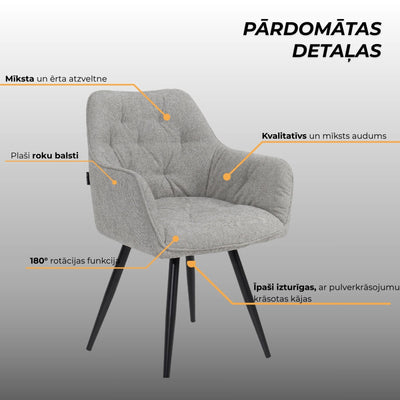 Krēsls Nino gaiši pelēkā krāsā #krasa_crido-peleka