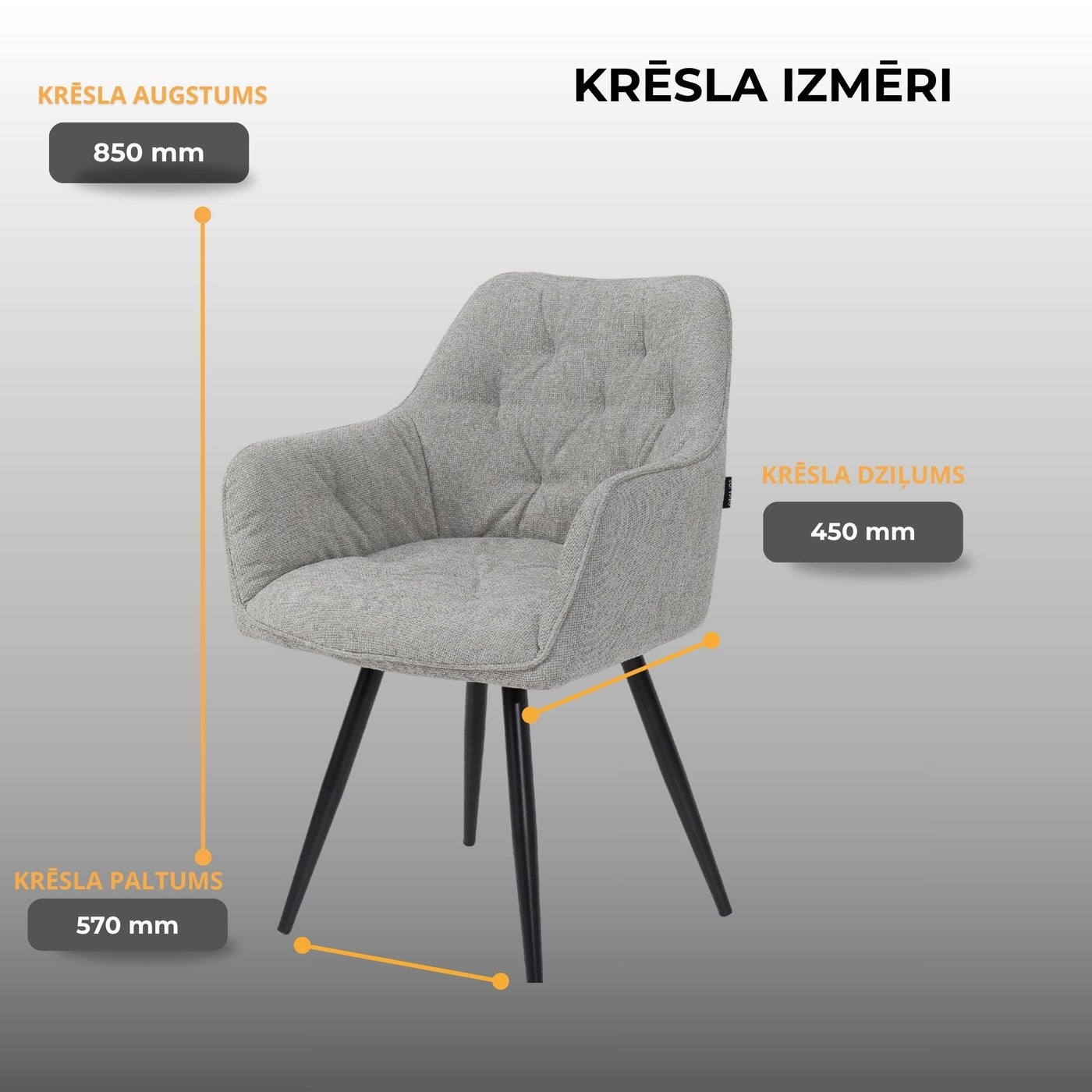 Krēsls Nino gaiši pelēkā krāsā #krasa_crido-peleka