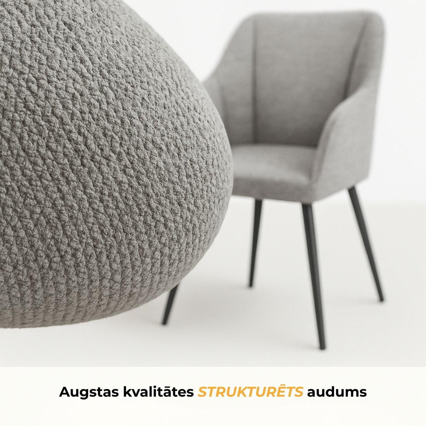 Krēsls Bristol pelēkā krāsā auduma struktūra #krasa_gaisi-peleka