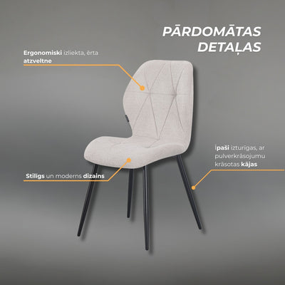 Krēsls ema gaiši pelēkā krāsā detaļas #krasa_gaisi-peleka