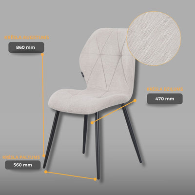 Krēsls ema gaiši pelēkā krāsā izmērs #krasa_gaisi-peleka