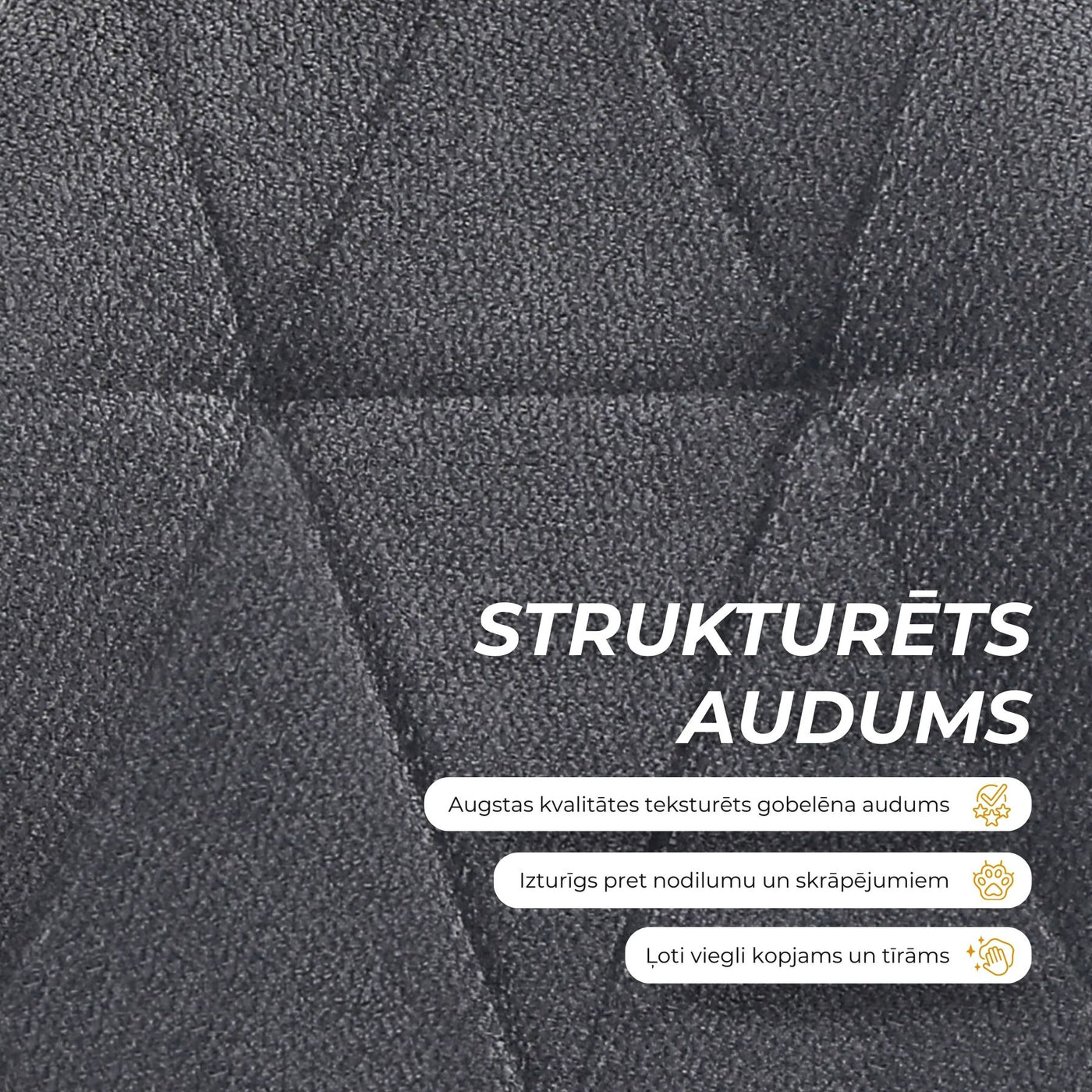 Krēsls ema tumši pelēkā krāsā auduma īpašības #krasa_tumsi-peleka