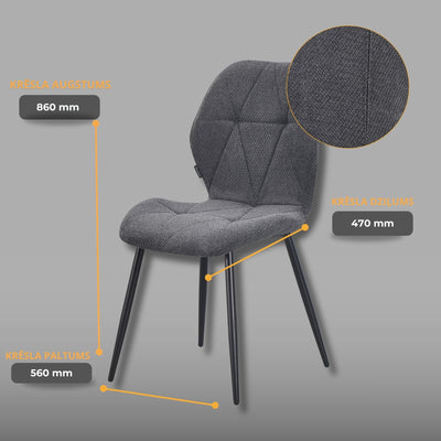 Krēsls ema tumši pelēkā krāsā izmēri #krasa_tumsi-peleka