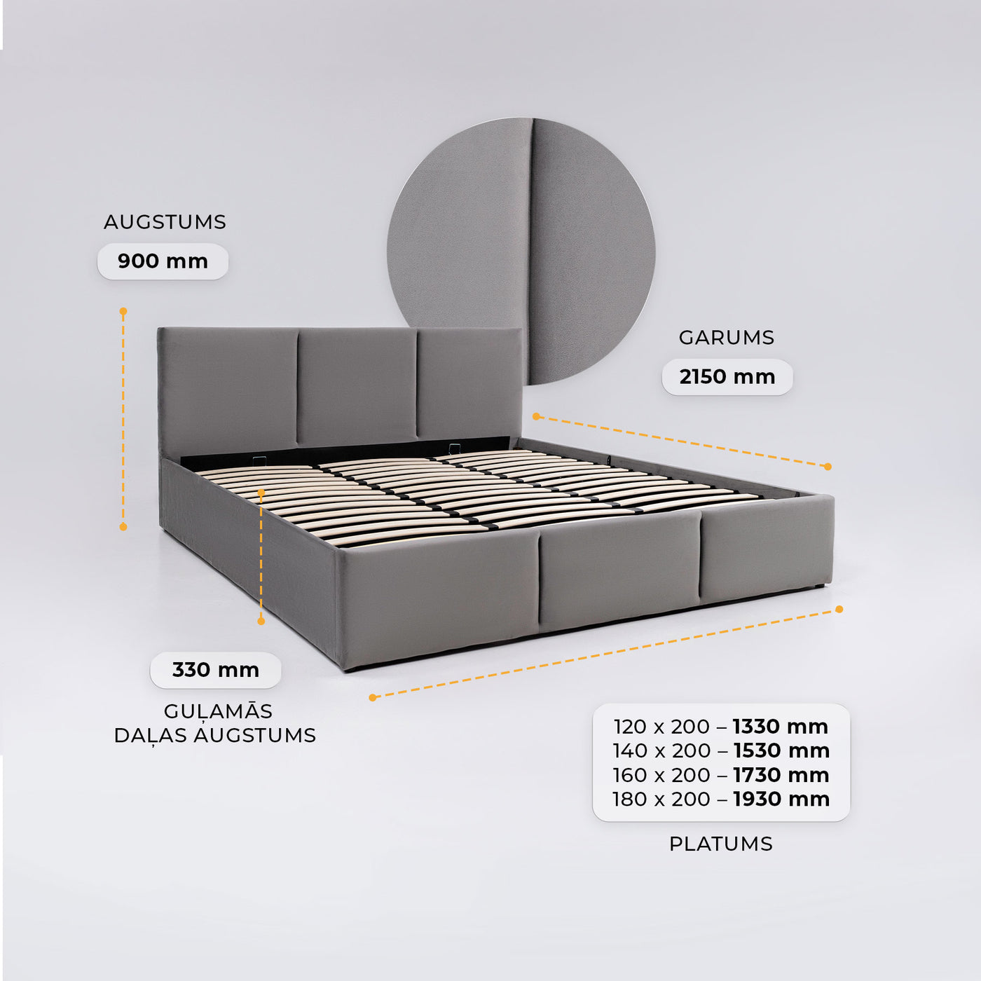 Gulamistabas gulta Tops #krasa_graphite-gray
